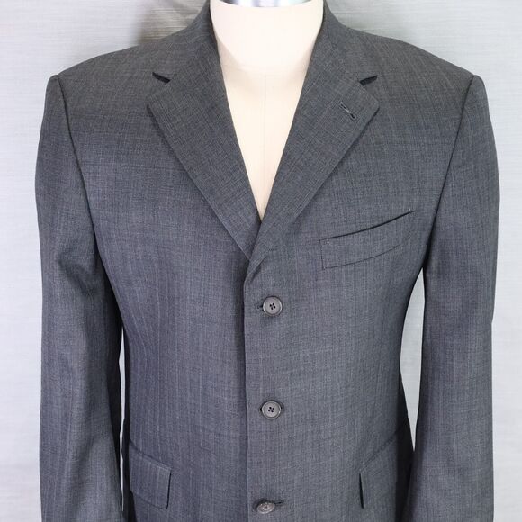 Hart Schaffner Marx Sport Coat Mens 42S Gray Plaid Jacket 3 Button Career Vtg - Picture 8 of 11